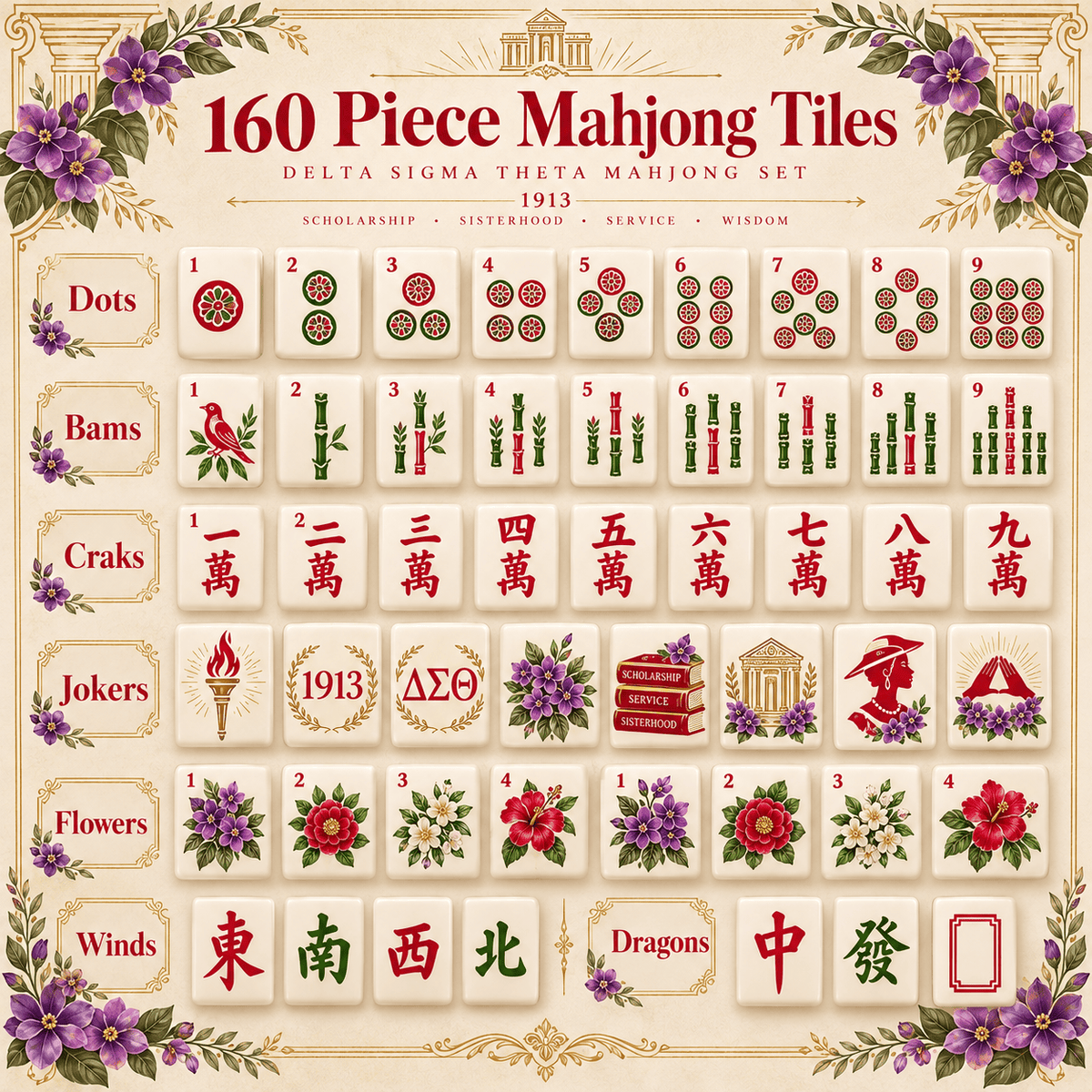 Premium DST Mahjong Tiles Set TNSM